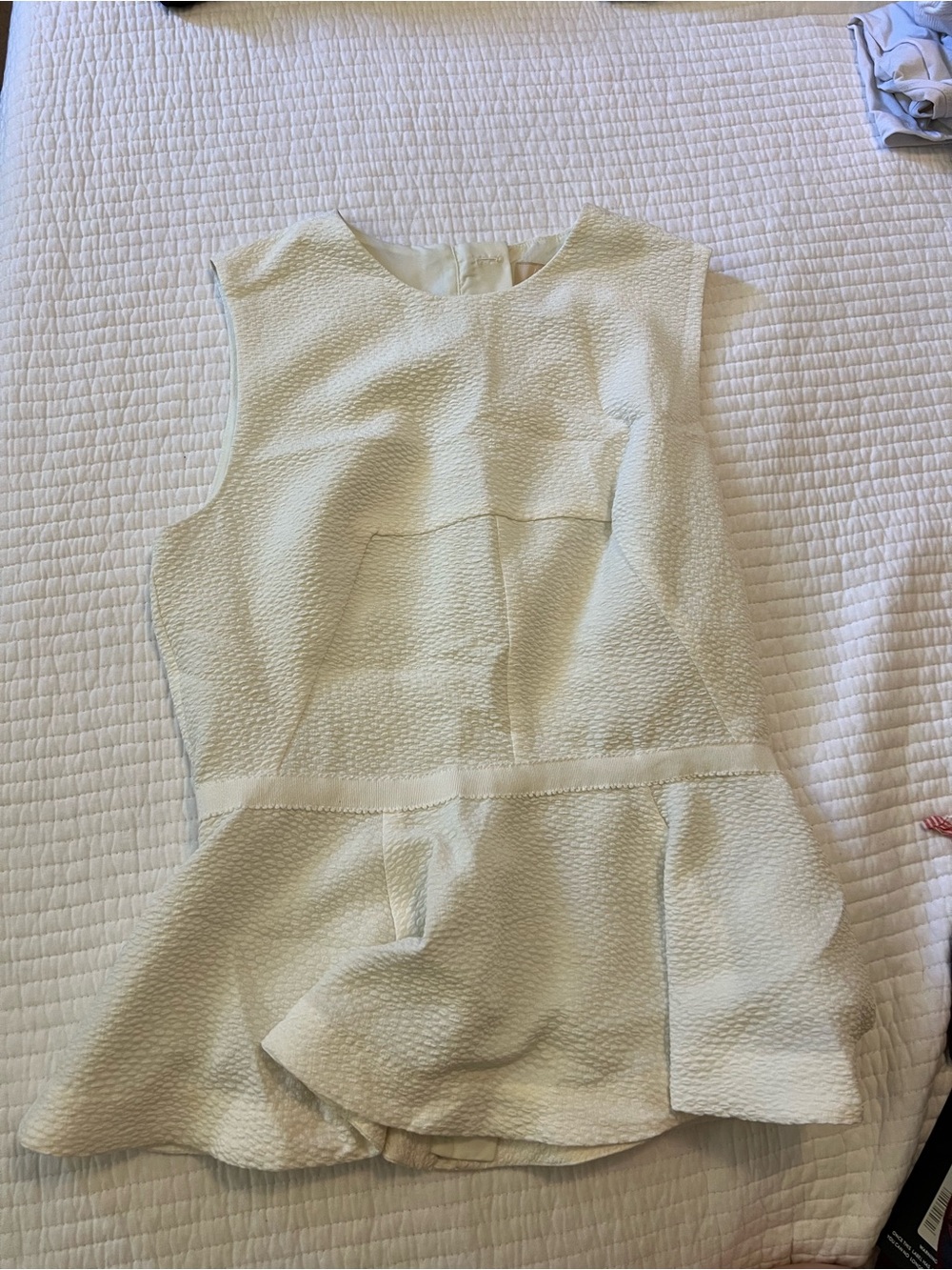 H&M Ivory Textured Peplum Top
